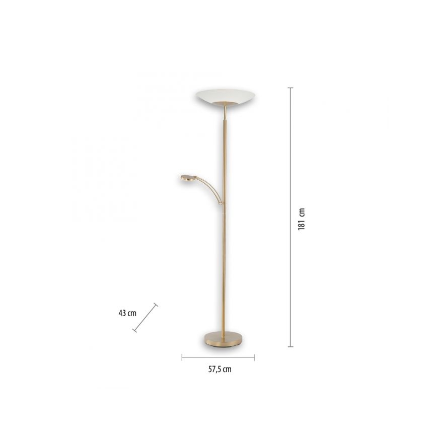Paul Neuhaus 655-60 - LED dimbare vloerlamp ALFRED LED/28W/230V+LED/4W/230V messing