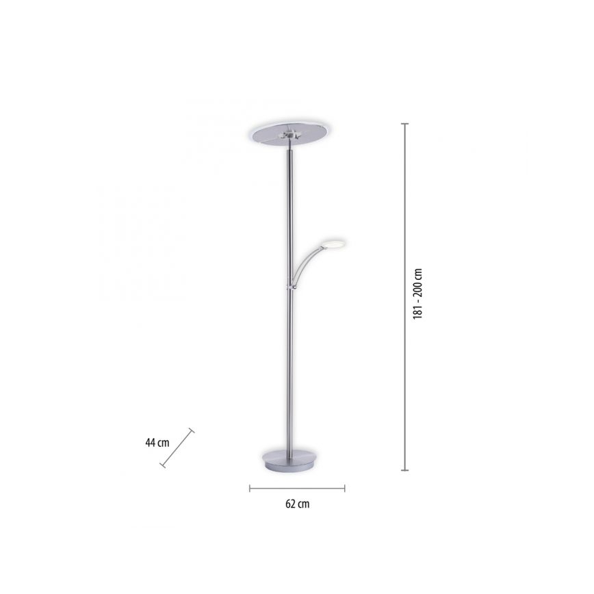 Paul Neuhaus 673-55 - Dimbare LED Staande lamp ARTUR 2xLED/21W/230V+1xLED/6W glanzend chroom