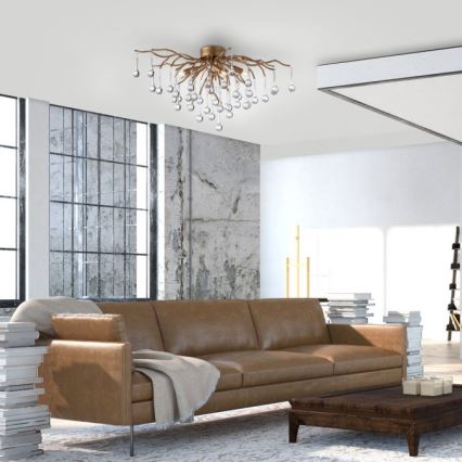Paul Neuhaus 8090-11 - Bevestigde hanglamp ICICLE 4xG9/40W/230V 30x60 cm messing