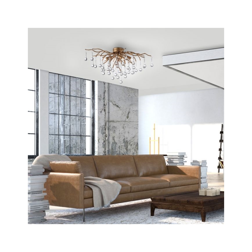 Paul Neuhaus 8090-11 - Bevestigde hanglamp ICICLE 4xG9/40W/230V 30x60 cm messing