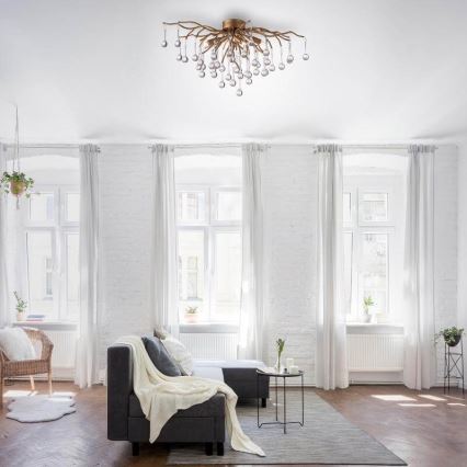 Paul Neuhaus 8090-11 - Bevestigde hanglamp ICICLE 4xG9/40W/230V 30x60 cm messing