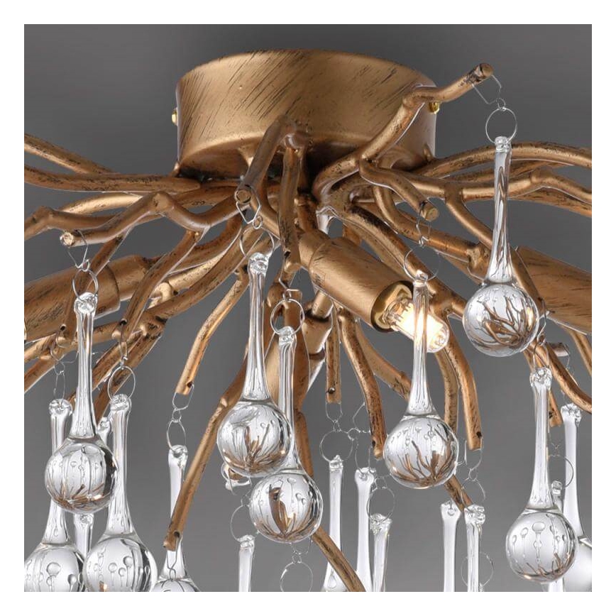 Paul Neuhaus 8090-11 - Bevestigde hanglamp ICICLE 4xG9/40W/230V 30x60 cm messing