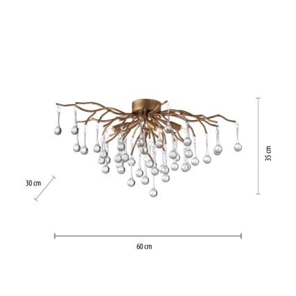 Paul Neuhaus 8090-11 - Bevestigde hanglamp ICICLE 4xG9/40W/230V 30x60 cm messing