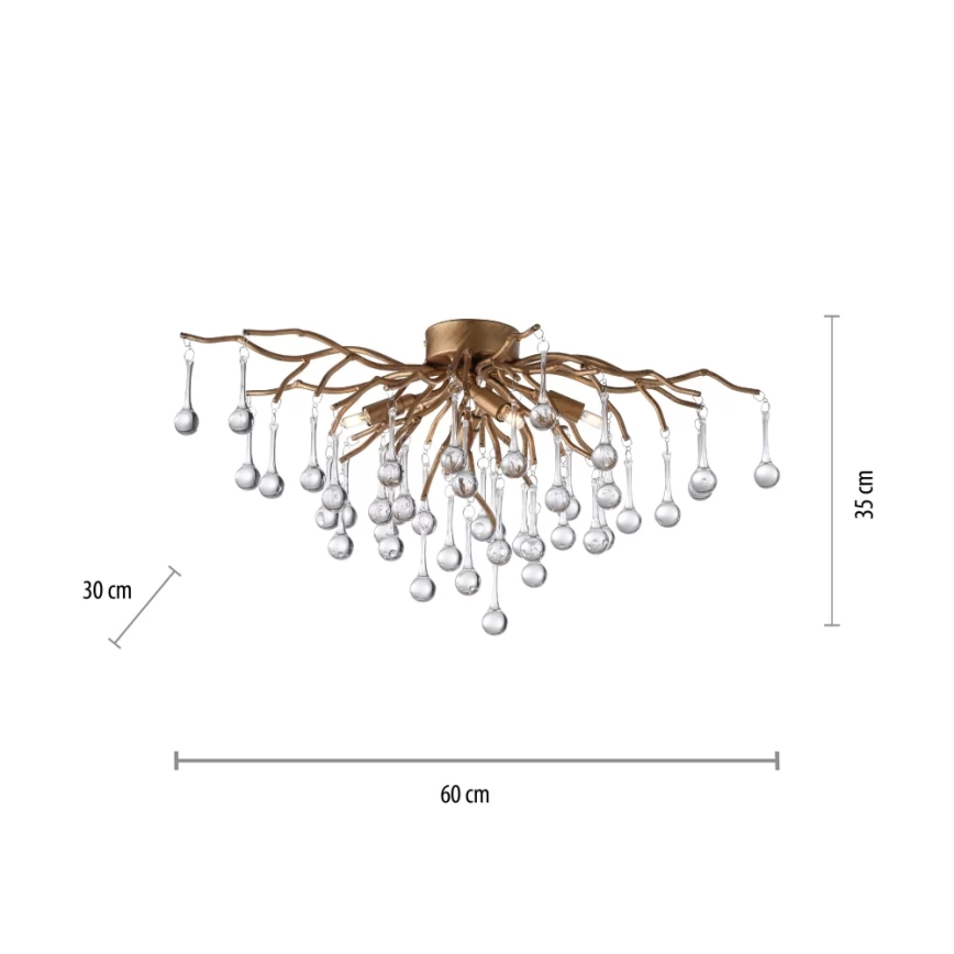 Paul Neuhaus 8090-11 - Bevestigde hanglamp ICICLE 4xG9/40W/230V 30x60 cm messing