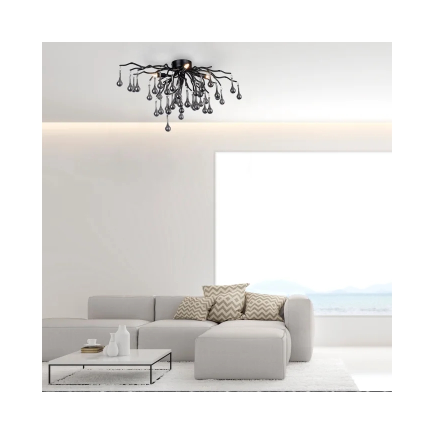 Paul Neuhaus 8090-18 - Opbouwkroonluchter ICICLE 4xG9/40W/230V 30x60 cm zwart