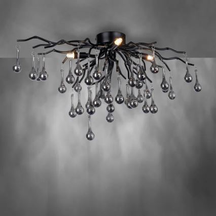 Paul Neuhaus 8090-18 - Opbouwkroonluchter ICICLE 4xG9/40W/230V 30x60 cm zwart