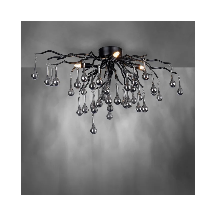 Paul Neuhaus 8090-18 - Opbouwkroonluchter ICICLE 4xG9/40W/230V 30x60 cm zwart