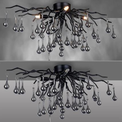 Paul Neuhaus 8090-18 - Opbouwkroonluchter ICICLE 4xG9/40W/230V 30x60 cm zwart