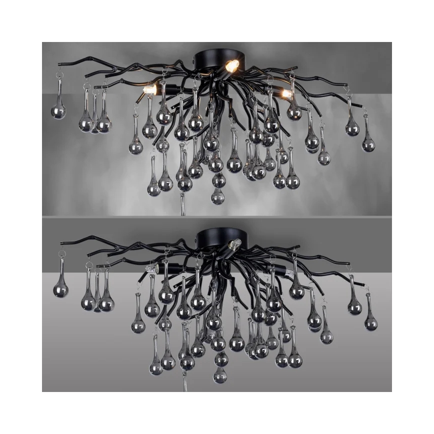 Paul Neuhaus 8090-18 - Opbouwkroonluchter ICICLE 4xG9/40W/230V 30x60 cm zwart