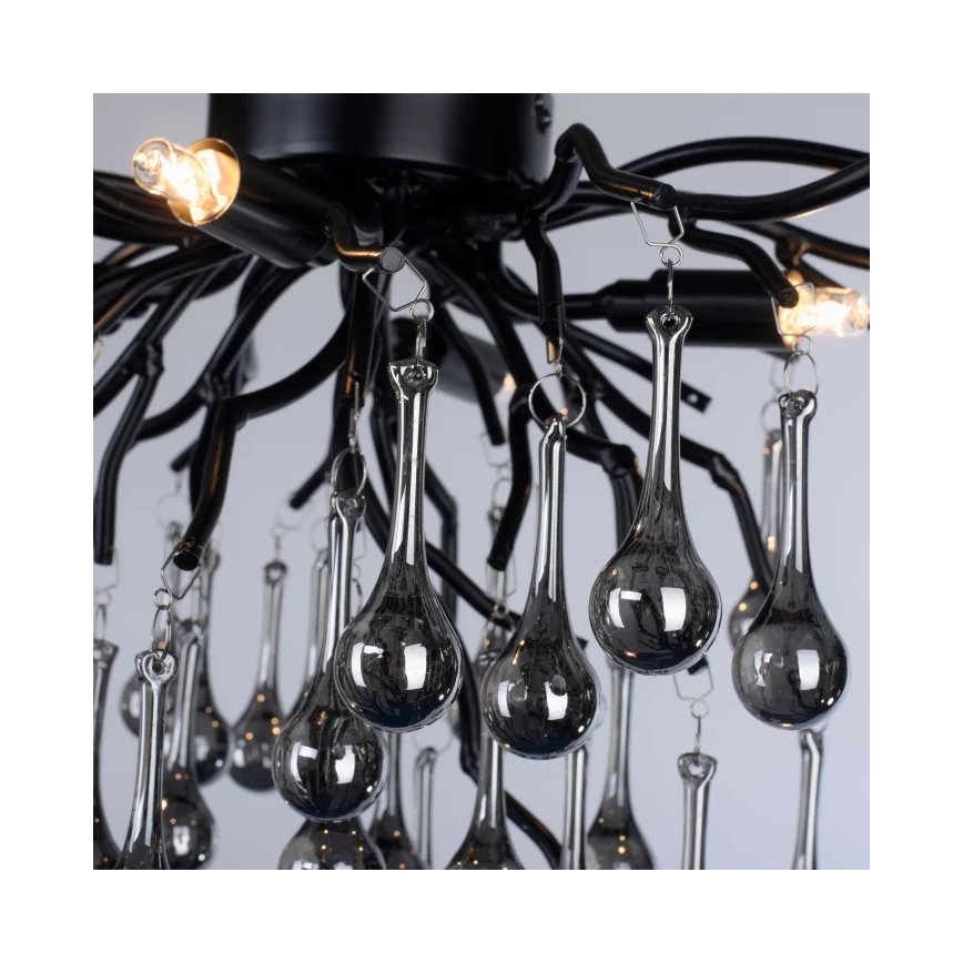 Paul Neuhaus 8090-18 - Opbouwkroonluchter ICICLE 4xG9/40W/230V 30x60 cm zwart
