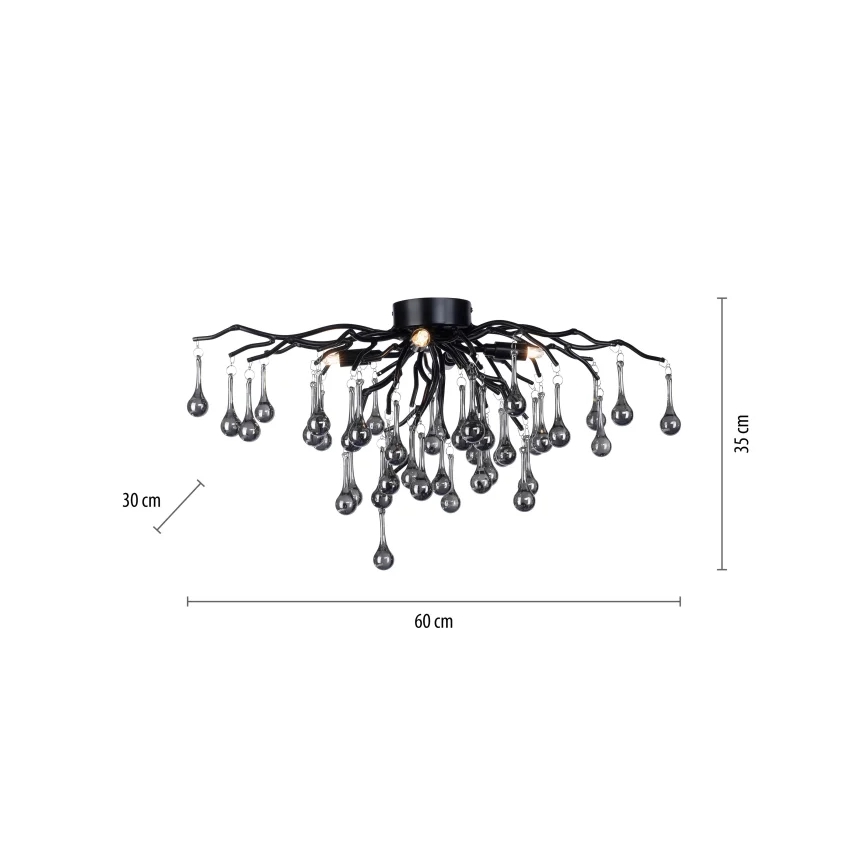 Paul Neuhaus 8090-18 - Opbouwkroonluchter ICICLE 4xG9/40W/230V 30x60 cm zwart