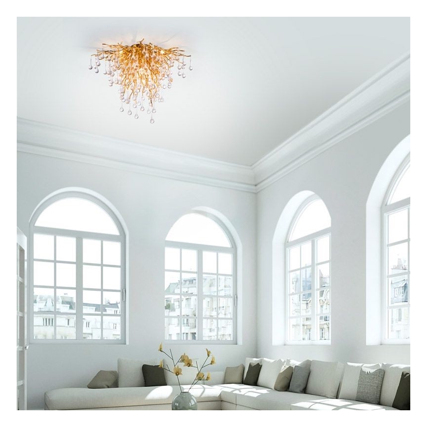 Paul Neuhaus 8091-11 - Plafonnier ICICLE 9xG9/40W/230V d. 50 cm laiton
