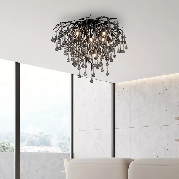 Paul Neuhaus 8091-18 - Lustre plafonnier ICICLE 9xG9/40W/230V Ø 50 cm noir
