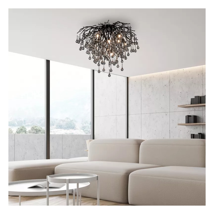 Paul Neuhaus 8091-18 - Lustre plafonnier ICICLE 9xG9/40W/230V Ø 50 cm noir