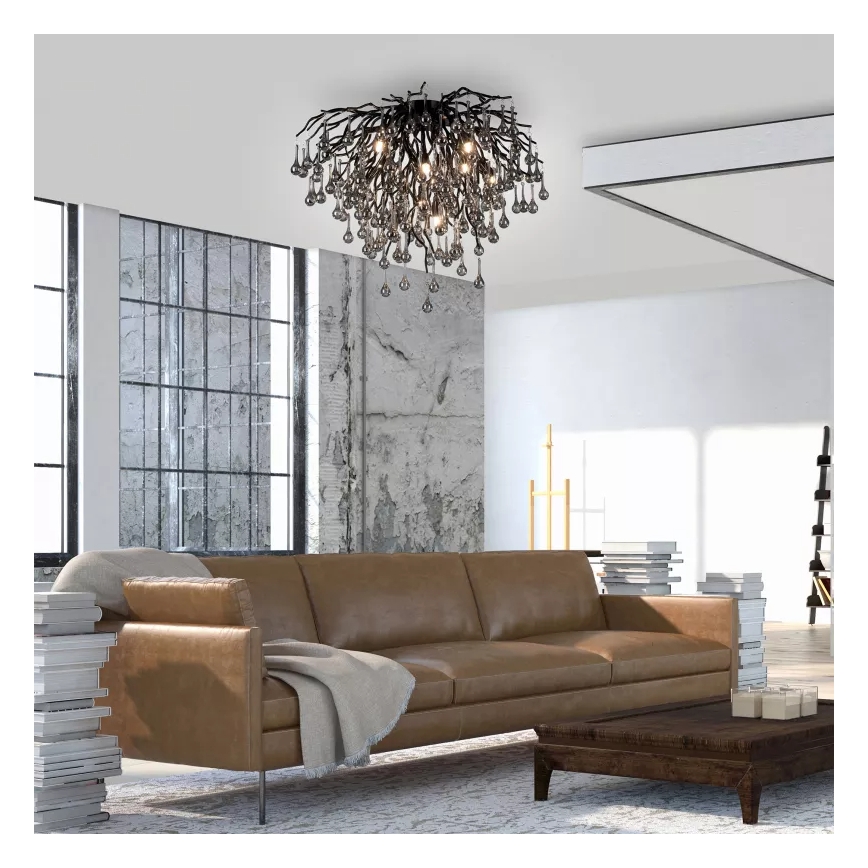 Paul Neuhaus 8091-18 - Lustre plafonnier ICICLE 9xG9/40W/230V Ø 50 cm noir