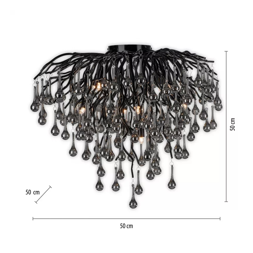 Paul Neuhaus 8091-18 - Opbouwkroonluchter ICICLE 9xG9/40W/230V Ø 50 cm zwart
