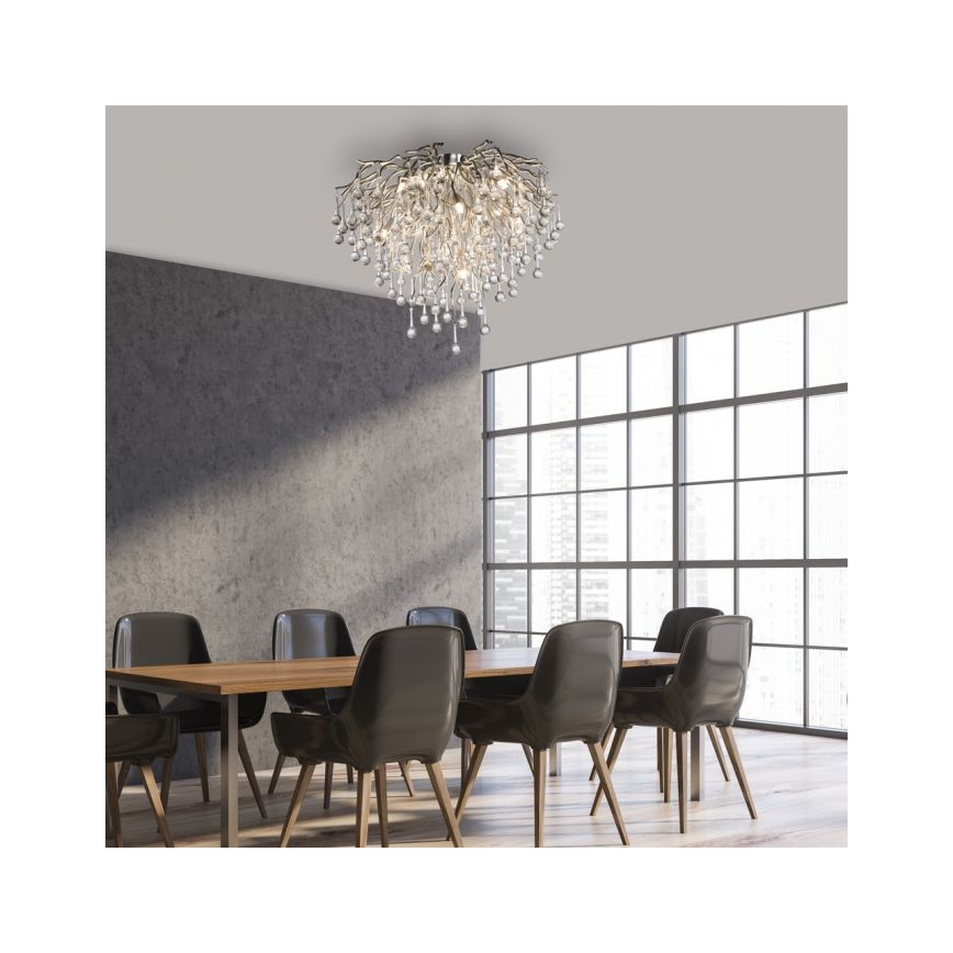 Paul Neuhaus 8091-55 - Bevestigde hanglamp ICICLE 9xG9/40W/230V diameter 50 cm glanzend chroom