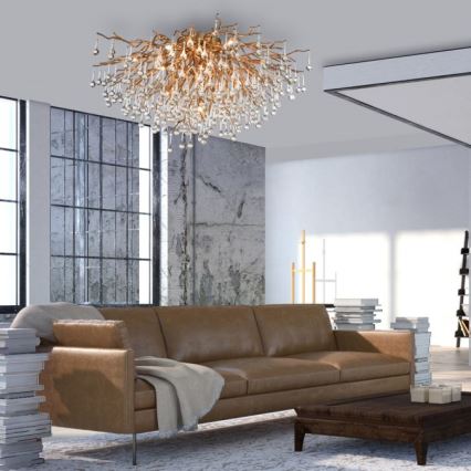 Paul Neuhaus 8092-11 - Bevestigde hanglamp ICICLE 14xG9/40W/230V diameter 100 cm messing