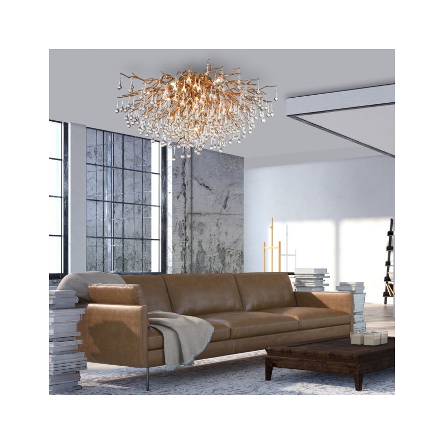 Paul Neuhaus 8092-11 - Bevestigde hanglamp ICICLE 14xG9/40W/230V diameter 100 cm messing