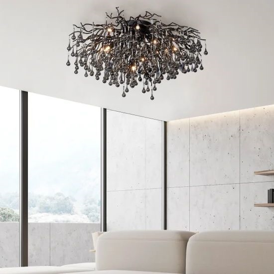 Paul Neuhaus 8092-18 - Opbouwkroonluchter ICICLE 14xG9/40W/230V, Ø 100 cm, zwart