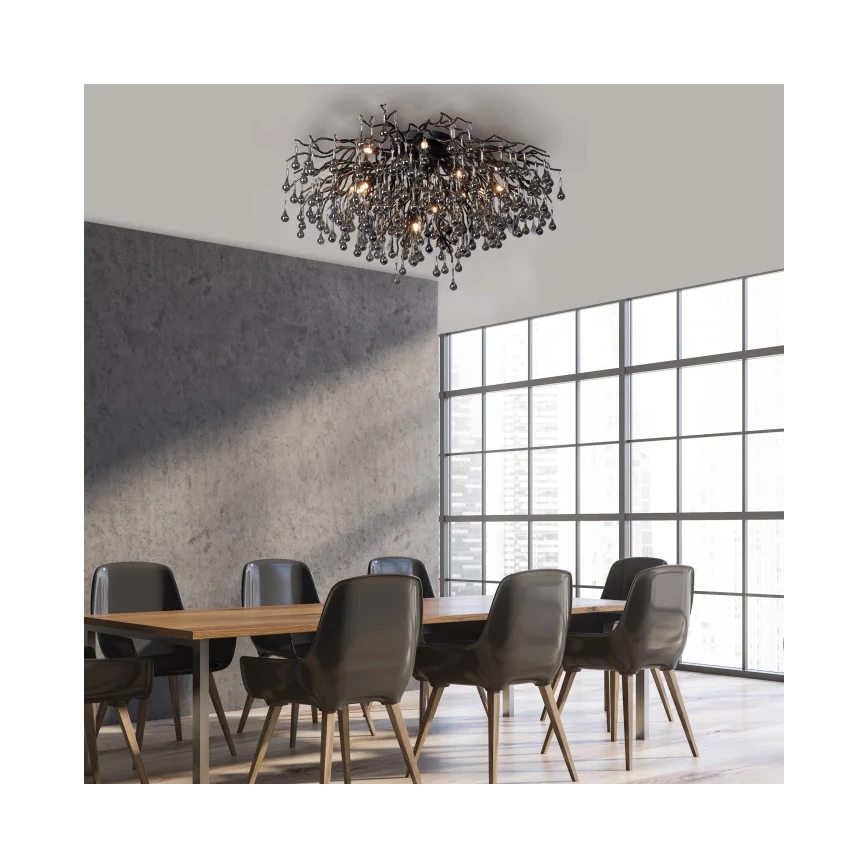 Paul Neuhaus 8092-18 - Opbouwkroonluchter ICICLE 14xG9/40W/230V, Ø 100 cm, zwart