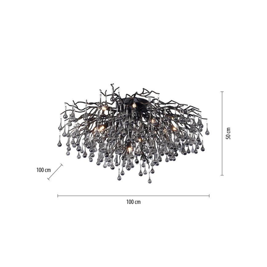 Paul Neuhaus 8092-18 - Opbouwkroonluchter ICICLE 14xG9/40W/230V, Ø 100 cm, zwart