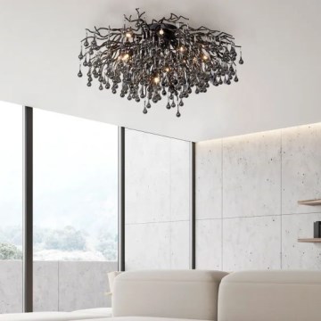 Paul Neuhaus 8092-18 - Plafonnier ICICLE à montage en surface 14xG9/40W/230V Ø 100 cm noir