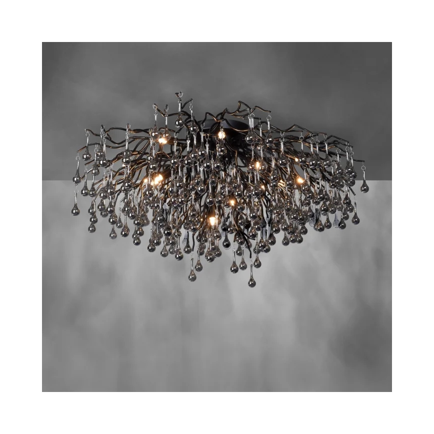 Paul Neuhaus 8092-18 - Plafonnier ICICLE à montage en surface 14xG9/40W/230V Ø 100 cm noir