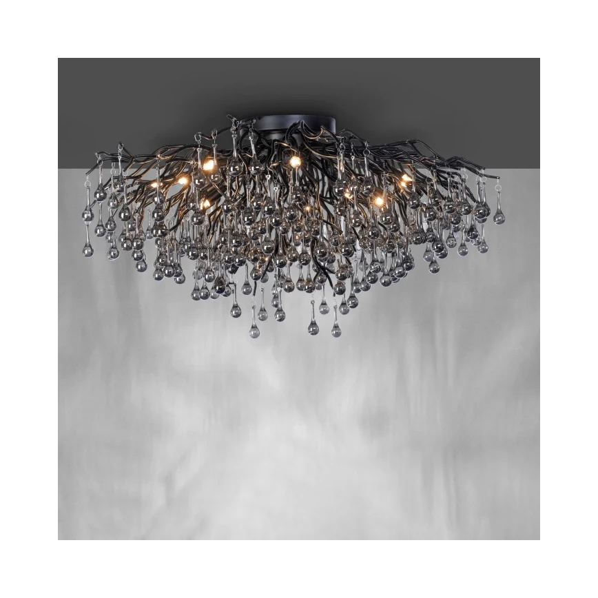 Paul Neuhaus 8092-18 - Plafonnier ICICLE à montage en surface 14xG9/40W/230V Ø 100 cm noir