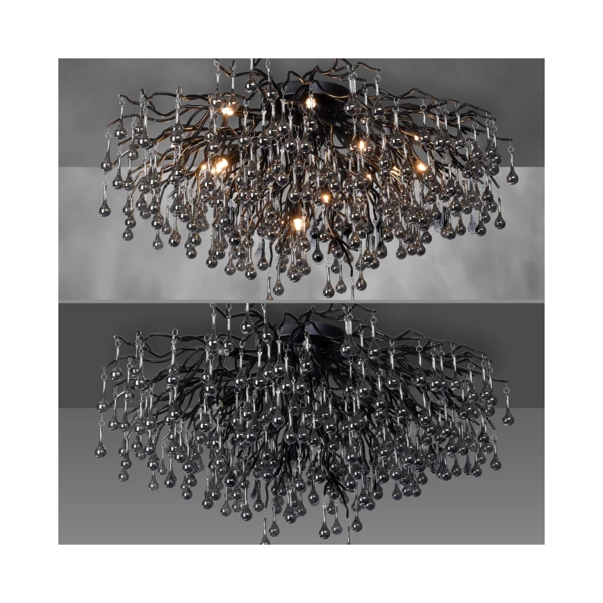 Paul Neuhaus 8092-18 - Plafonnier ICICLE à montage en surface 14xG9/40W/230V Ø 100 cm noir