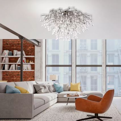 Paul Neuhaus 8092-55 - Lustre monté en surface ICICLE 14xG9/40W/230V Ø 100 cm chromé brillant