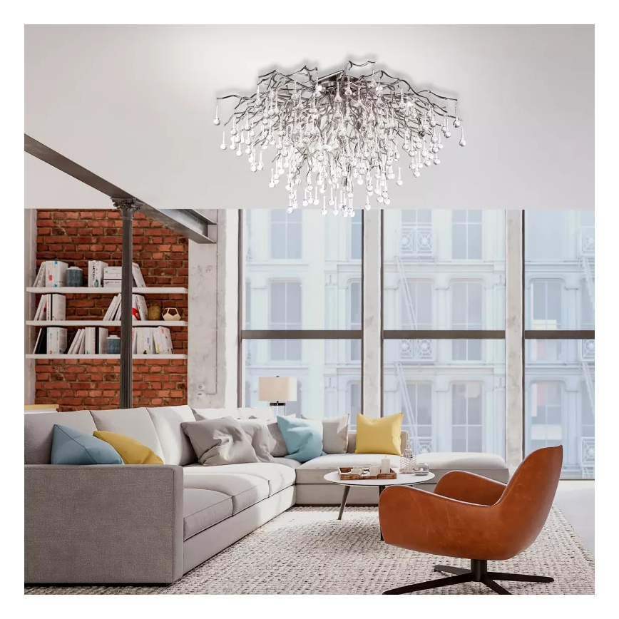 Paul Neuhaus 8092-55 - Lustre monté en surface ICICLE 14xG9/40W/230V Ø 100 cm chromé brillant