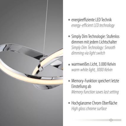 Paul Neuhaus 8291-17 - Dimbare LED hanglamp aan een koord MELINDA LED/30W/230V