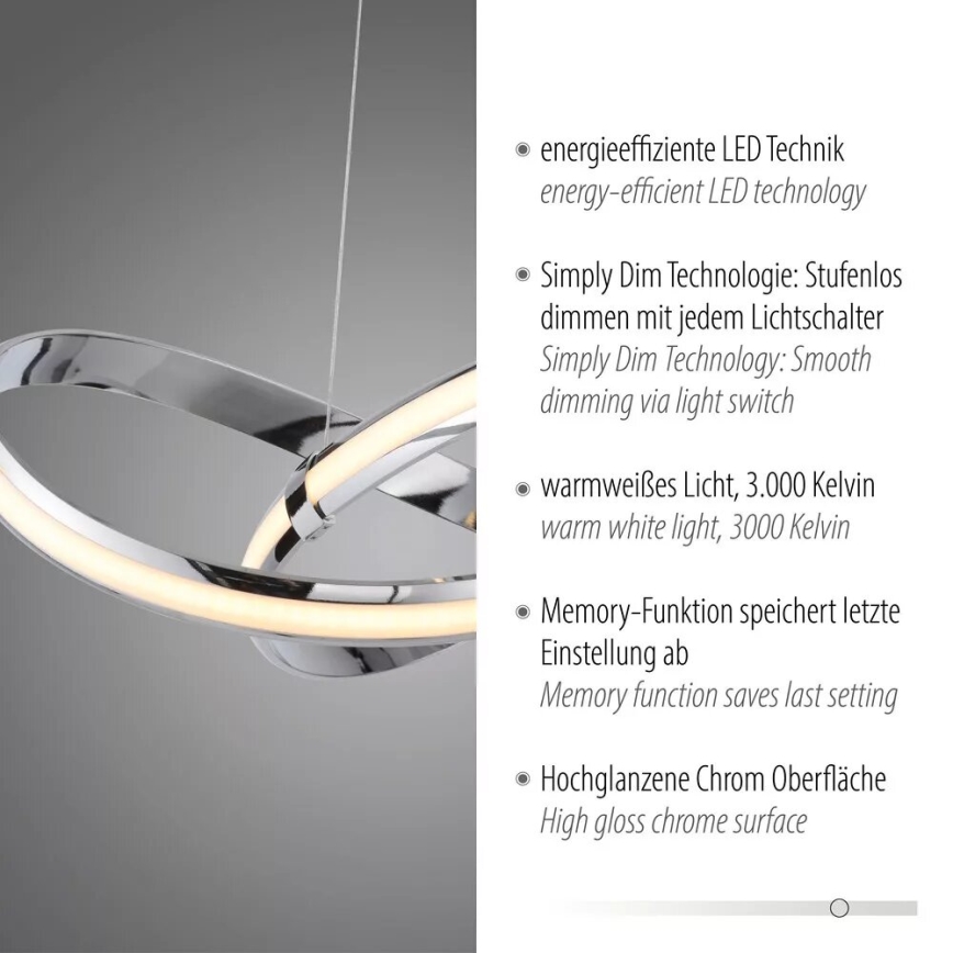 Paul Neuhaus 8291-17 - Dimbare LED hanglamp aan een koord MELINDA LED/30W/230V
