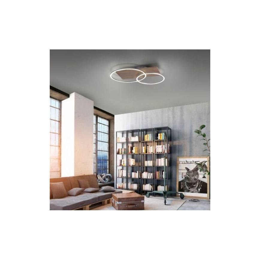 Paul Neuhaus 8329-79 - Dimbare LED bevestigde hanglamp PALMA LED/26W/230V 2700-5000K grenen + afstandsbediening
