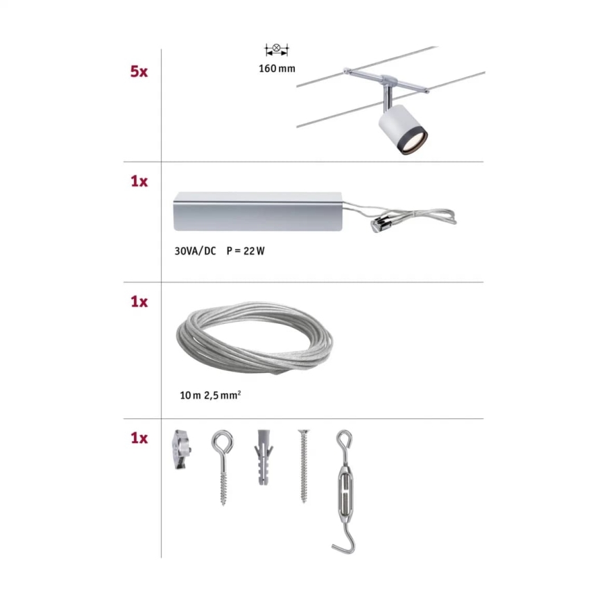 Paulmann 3981 - SET 5xLED/4W Spot voor een stringsysteem TUBE 230V