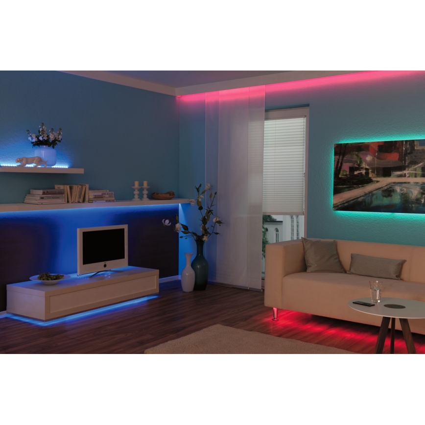 Paulmann 3988 - Ruban LED RGBW 13W dimmable TIP 5 m 230V + télécommande