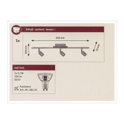 Paulmann 66708 - 3xGU10/10W Spot GEORGIA 230V