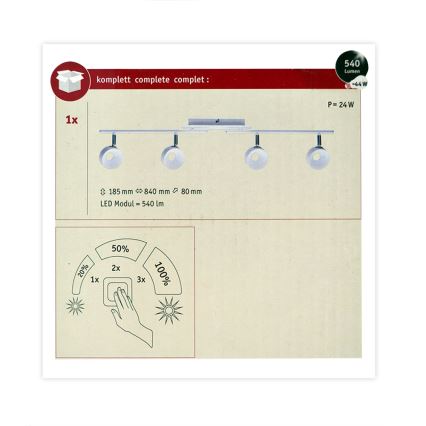 Paulmann 66735 - 4xLED/6W Dimbare Spot FUNNEL 230V