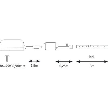 Paulmann 70481 - LED RGBW/9,6W Dimbare strip DIGITAL 3 m 230V + afstandsbediening