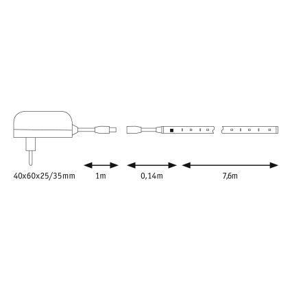 Paulmann 70514 - LED RGB / 15W Dimbare strip SIMPLED 7,5m 230V + RC