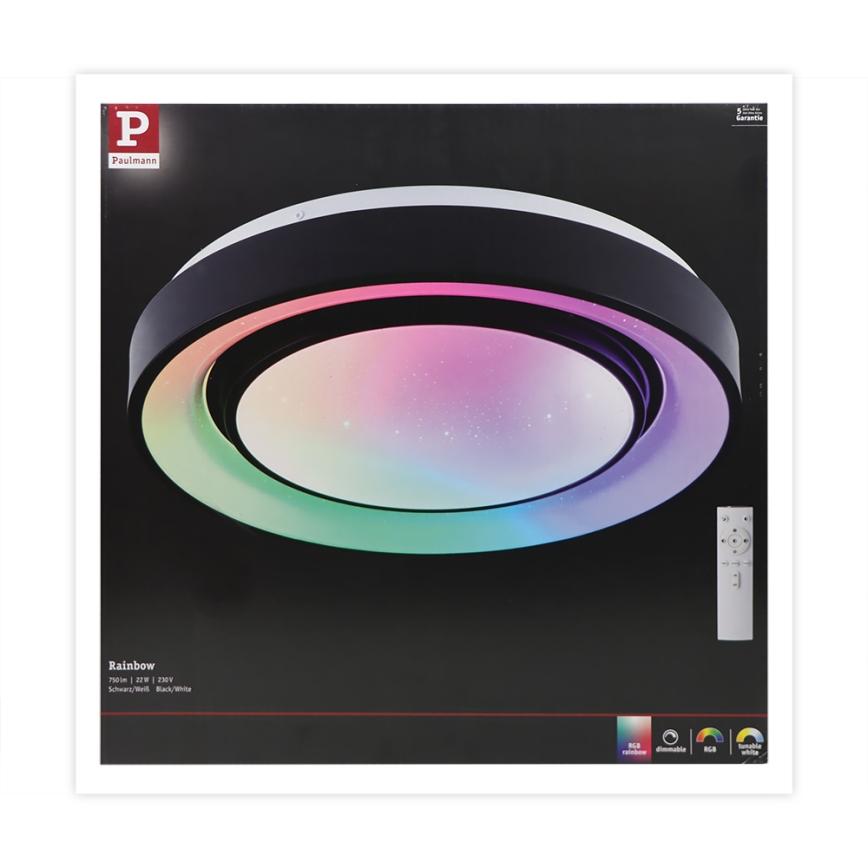 Paulmann 70544 - Plafonnier à intensité variable LED RGBW/22W RAINBOW 230V 3000-6500K + Télécommande