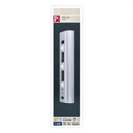 Paulmann 70640 - 3x Luminaire à intensité variable pour armoire LED/0,5W/ SLIDE 6xAA