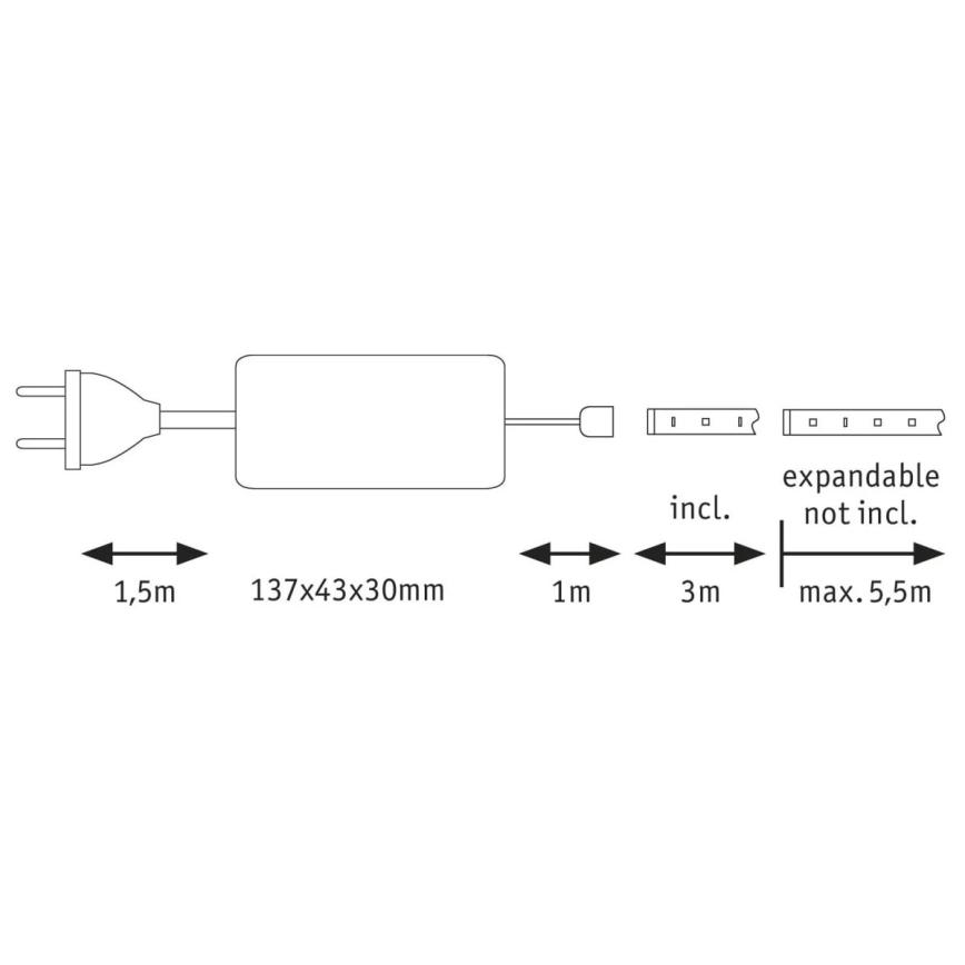 Paulmann 70666 - LED/20W IP44 Dimbare badkamerstrip MAXLED 3 m 2700K 230V