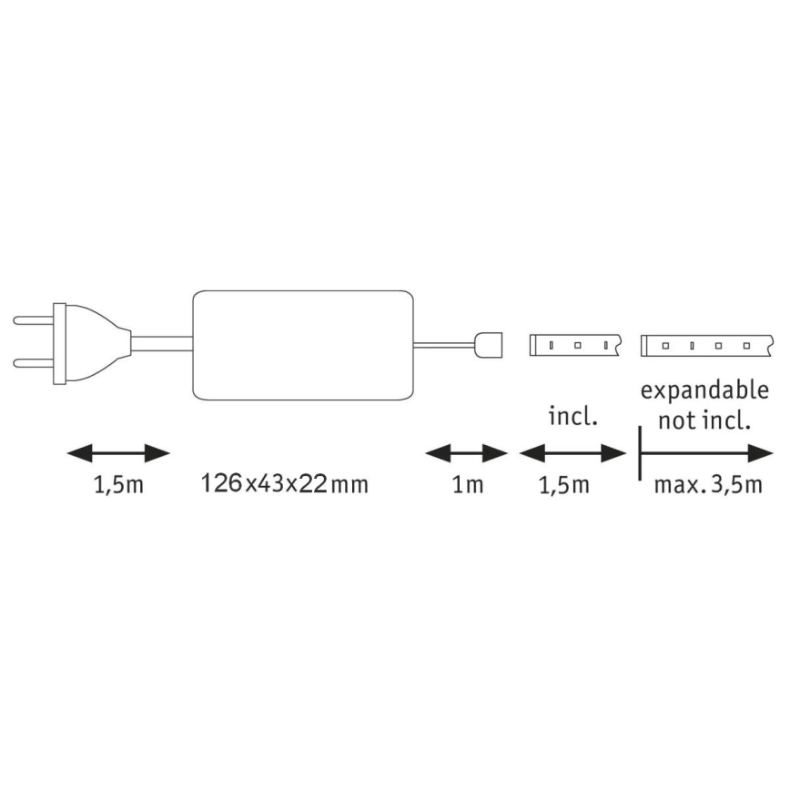 Paulmann 70667 - LED/9W IP44 Dimbare badkamerstrip MAXLED 1,5 m 6500K 230V