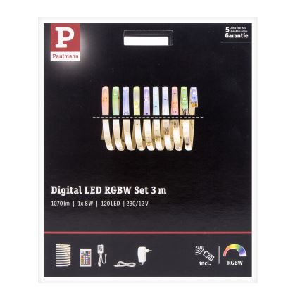 Paulmann 70696 - LED RGBW/8W Dimbare strip DIGITAAL 3m 230V + afstandsbediening