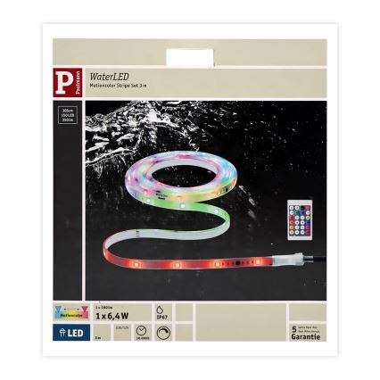 Paulmann 70698 - Dimbare LED RGB/6,4W IP67 Strip voor Buiten WATERLED 3m 230V + afstandsbediening