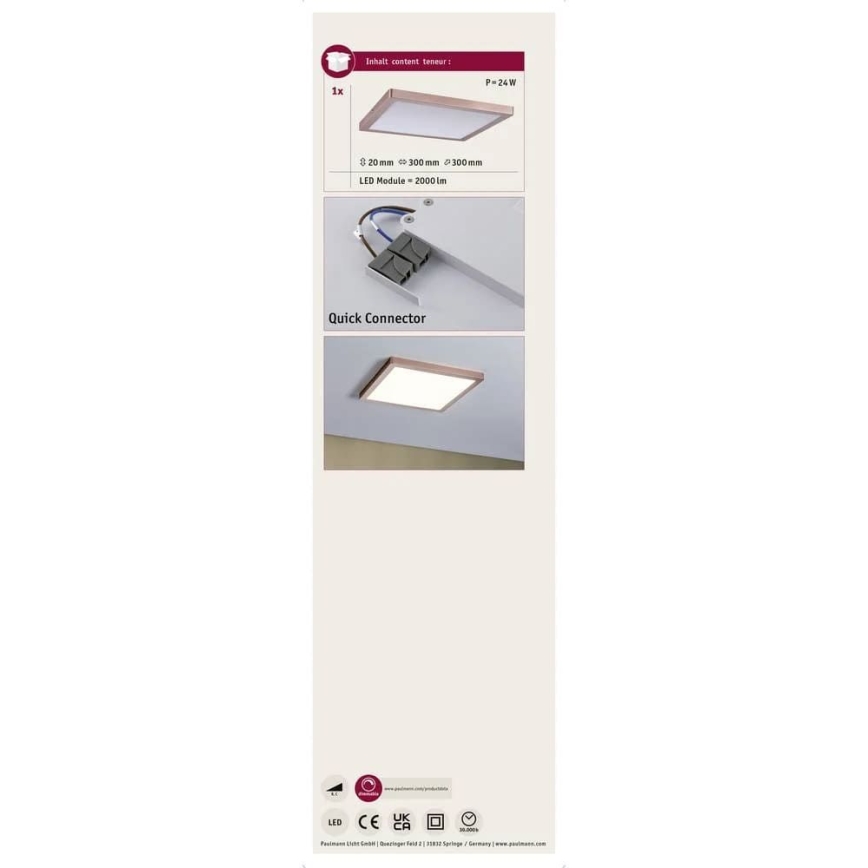 Paulmann 70873 - LED/24W Dimbaar lichtpaneel ATRIA 230V 2700K 30x30 cm Roségoud