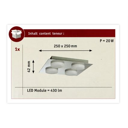 Paulmann 70875 - Plafonnier salle de bain 4xLED/5W IP23 DORADUS 230V