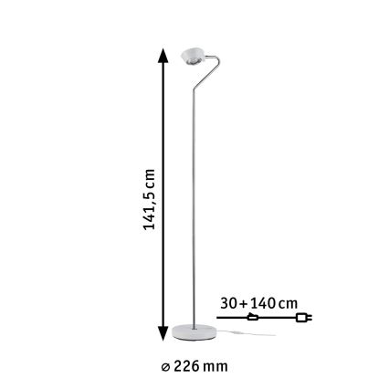 Paulmann 70920 - LED/7,5W Dimbare vloerlamp RAMOS 230V wit/glanzend chroom